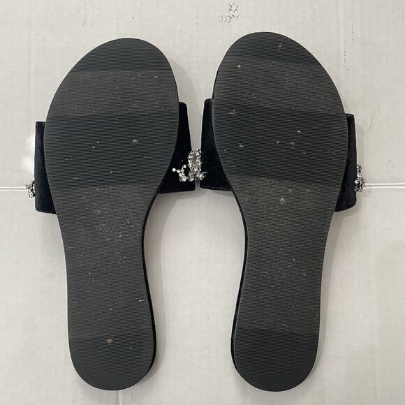 Victorias Secret Bling Velvet Slides Slippers Flip Flips Rhinestone Med fits 8-9 - Picture 4 of 10